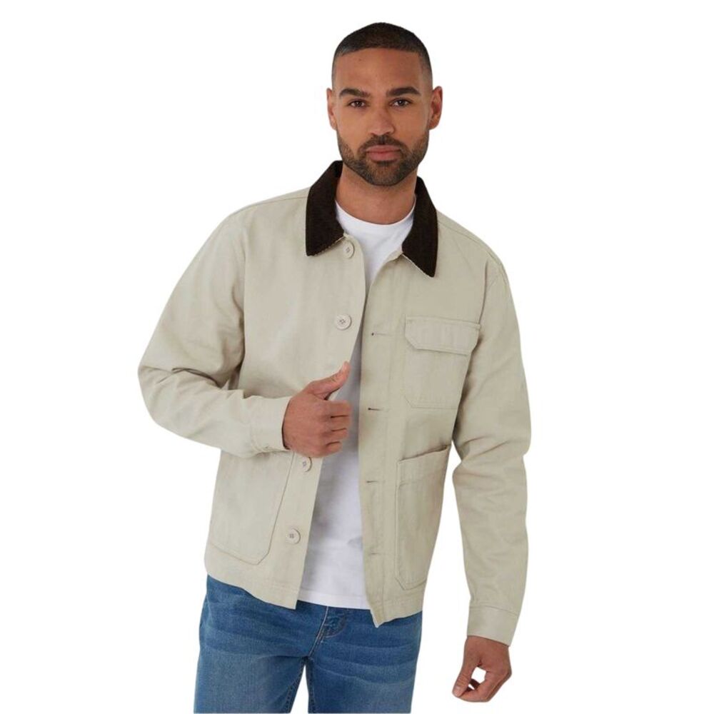 Threadbare Mens Corduroy Utility Jacket / Stone